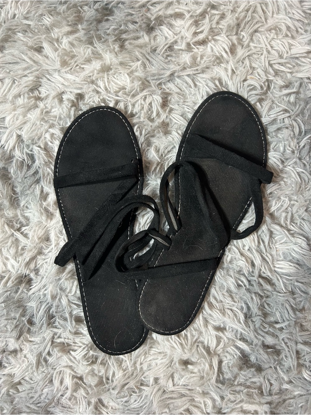 SHEIN Black Lace-Up Flat Sandals